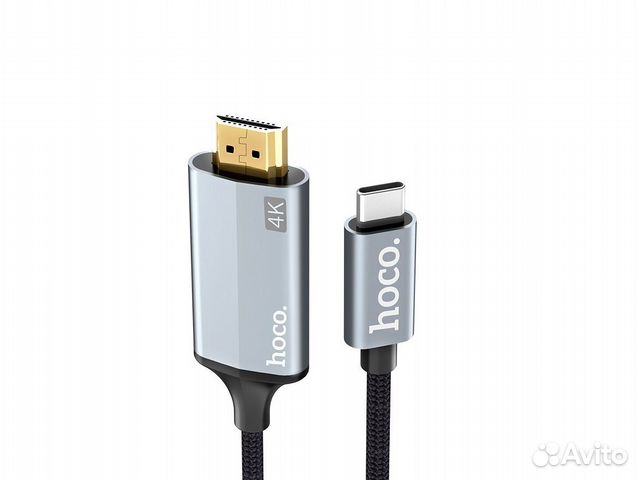 Кабель hdmi - Type-C, 1.8 м, серый, Hoco UA13
