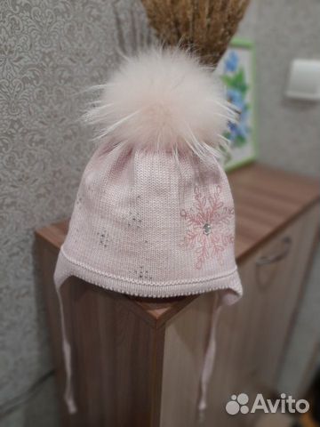 Шапка для девочки с натуральным мехом