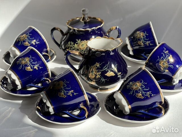 Кофейный сервиз кобальт СССР Полонное