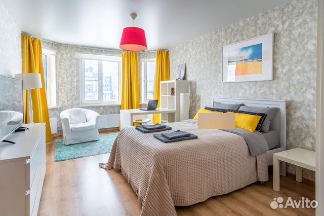 

1-к. квартира, 46 м², 2 кровати
