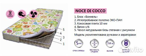 Матрас детский анатомический с кокосом