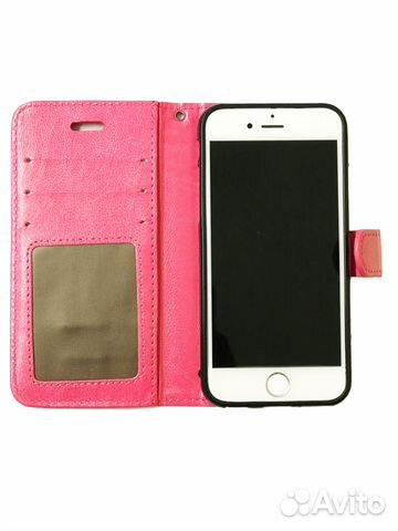 84012373227 Чехол-книжка iPhone 6/6s (экокожа), ярко розовый