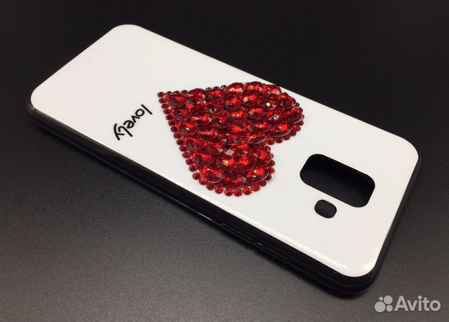 Чехол SAMSUNG A6 Lovely Red Стразы Красное Сердце Чехол SAMSUNG A6 Lovely Red Стразы Красное Сердце