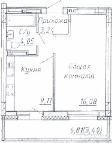 1-к квартира, 36 м², 13/16 эт.