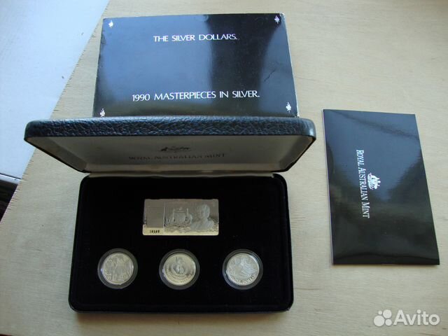 Австралия 4*1 доллар 1990 Кенгуру Год мира Плакета