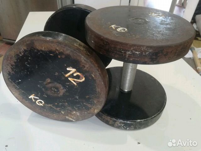 Гантели 12 кг цельные не разборные Barbell 12 kg