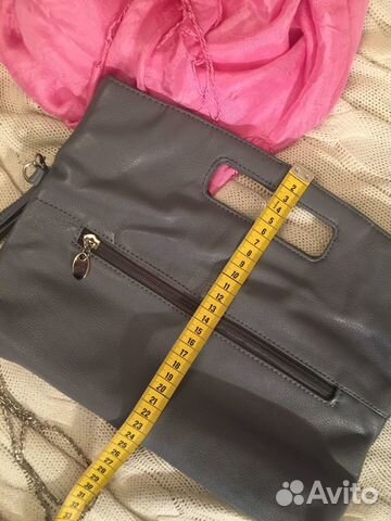 Клатч, сумка, серый цвет, экокожа фирма Calipso