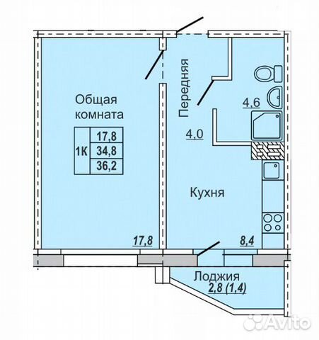 1-к квартира, 36 м², 8/17 эт. 1-к квартира, 36 м², 8/17 эт.