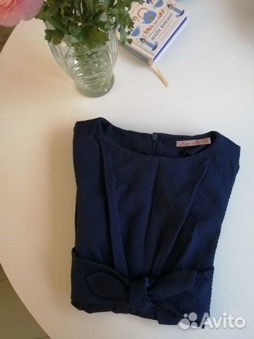 Для беременных платье синее футляр Буду мамой 42