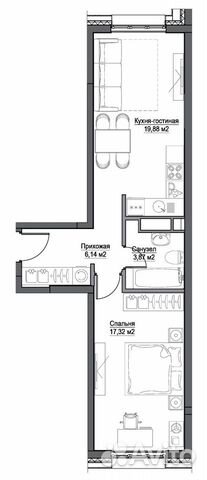 2-к квартира, 47.7 м², 28/39 эт.