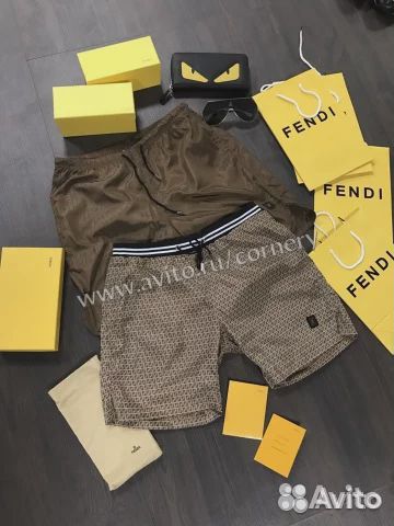 Шорты с сеткой Fendi Roma summer line FF Brown Шорты с сеткой Fendi Roma summer line FF Brown