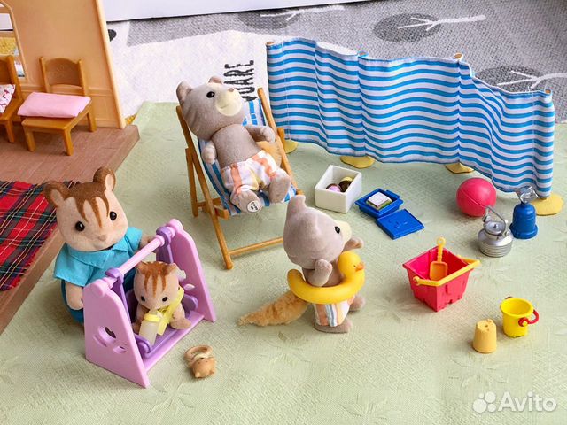 Sylvanian 3-этажный дом + жители + мебель + аксесс