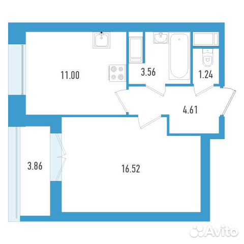 1-к квартира, 38 м², 12/19 эт.