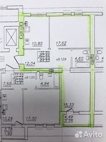 2-к квартира, 65 м², 9/9 эт.