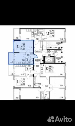1-к квартира, 34.1 м², 6/9 эт.
