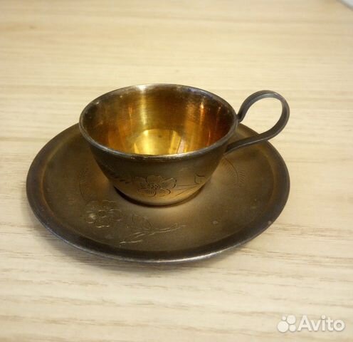 Чашка кофейная с блюдцем мельхиор