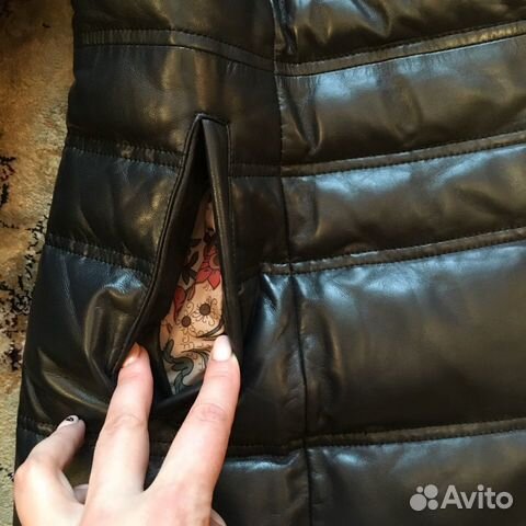 Кожаный пуховик новый Кожаный пуховик новый