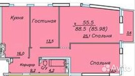 1-к квартира, 88.5 м², 5/21 эт. 1-к квартира, 88.5 м², 5/21 эт.