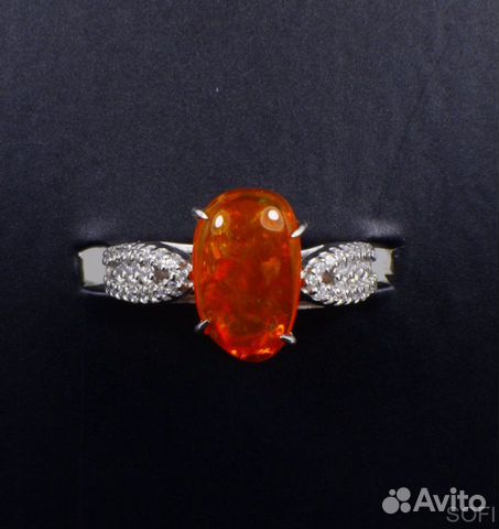 Серебряное кольцо с опалом и фианитом натуральным
