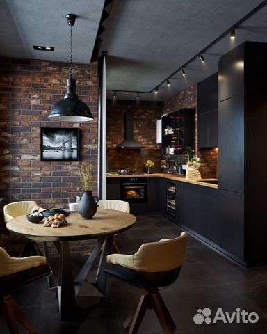 Кухня на заказ «Loft Черный матовый» Кухня на заказ «Loft Черный матовый»