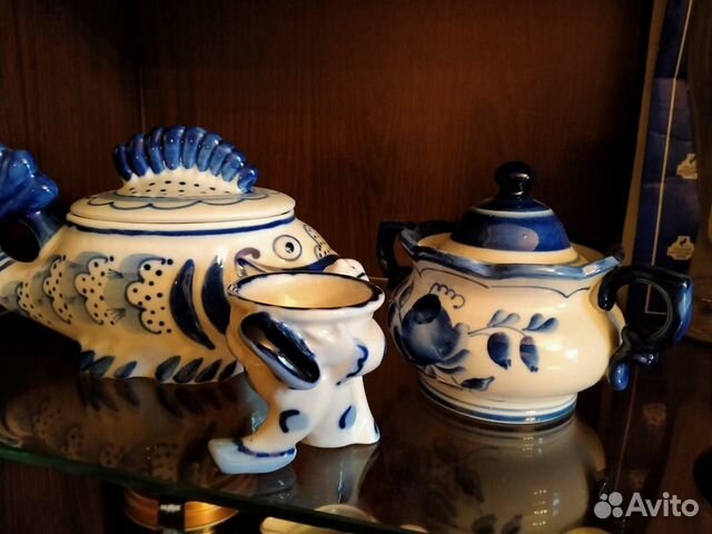 Самовар + сахарница. Розовая гжель+ Гжель подарок