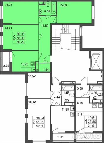 3-к квартира, 80.3 м², 8/8 эт.