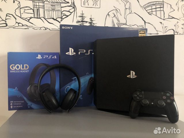 Sony PlayStation4 Pro и Sony Gold Wireless Headset Sony PlayStation4 Pro и Sony Gold Wireless Headset