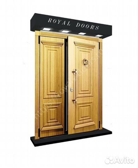 Двустворчатая Стальная дверь со стеклом и ковкой