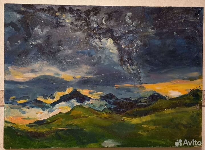 Интерьерная картина маслом/млечный путь/пейзаж