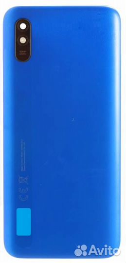 Задняя крышка для Xiaomi Redmi 9A Синяя (со стекло