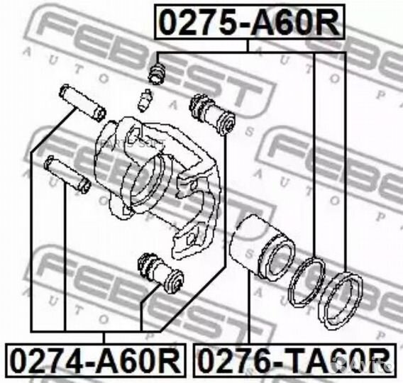 Втулка направл задн суппорта компл nissan armada TA60/infiniti QX56 2003- 0274-A60R febest 0274A60R