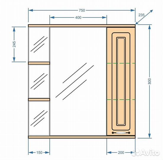 Зеркало-шкаф Stella Polar Кармела 75/С, карпатска