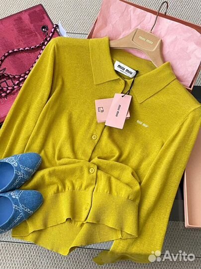 Кашемировый кардиган MIU MIU премиум