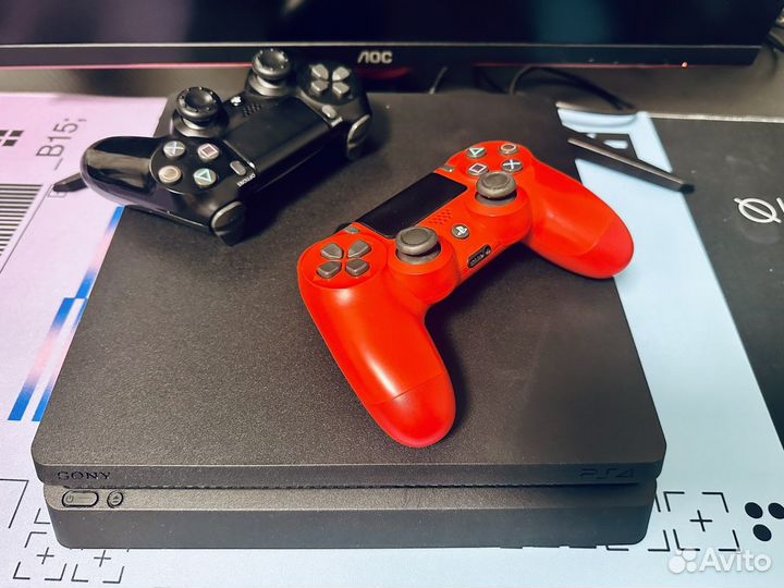 PS4 Slim / 60 игр / подписка 2025 год / 2 геймпада