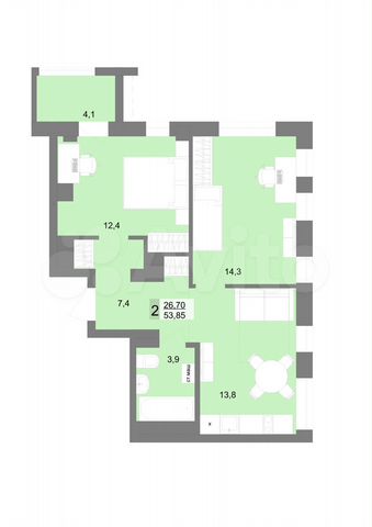 2-к. квартира, 53,9 м², 28/31 эт.
