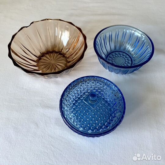 Вазы конфетницы СССР цветное стекло