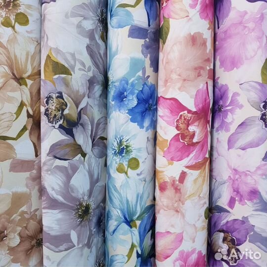 Шторы готовые, рогожка акварель