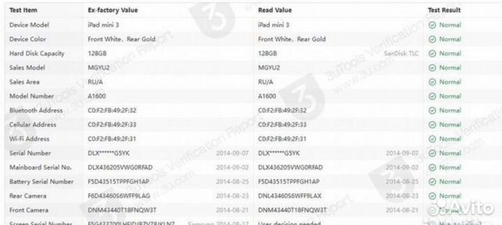 iPad mini 3 128gb Cellular (неисправен)