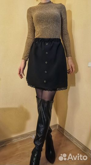 Юбка мини, трапеция, на резинки. Размер 42-46