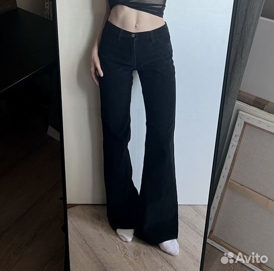 Вельветовые брюки клеш длинные