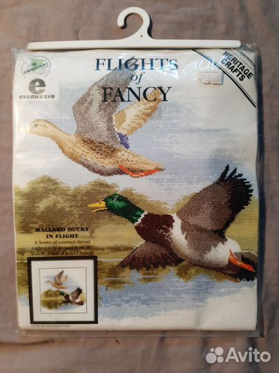 Flight of fancy Mallard ducks in flight Вышивка