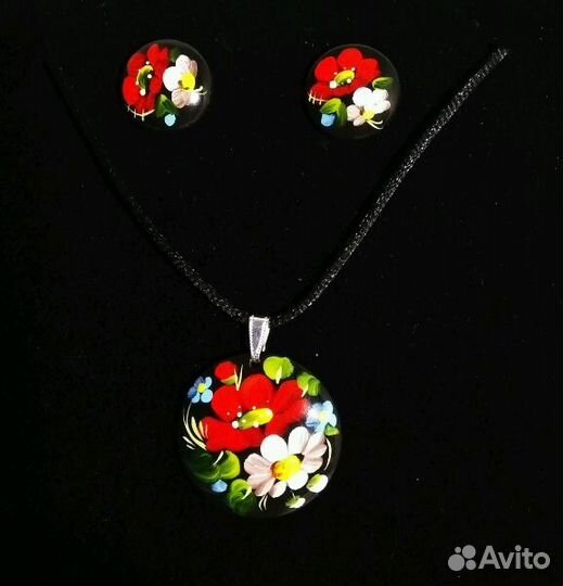 Набор украшений с ручной авторской росписью