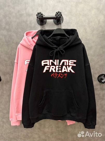 Худи оверсайз Vetements Anime Freak розовое черное