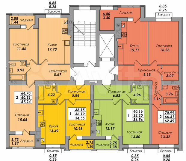 2-к. квартира, 64,7 м², 8/8 эт.