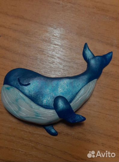 Кит ручной работы из полимерной глины. Магнит