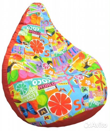 Кресло груша совмещенный вариант Баттонс/красный