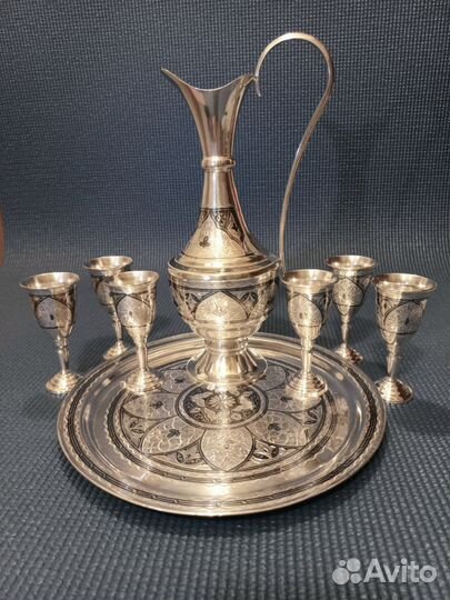 Серебряный сервиз для крепких напитков Кубачи