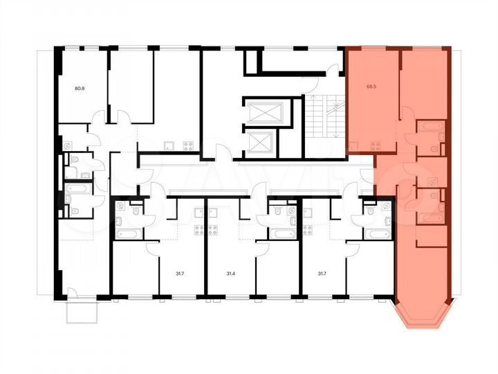 2-к. квартира, 68,5 м², 12/12 эт.