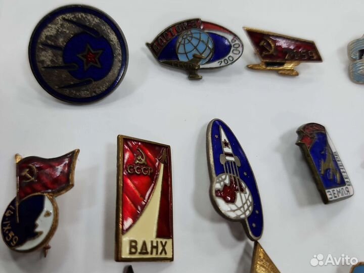 Значки СССР космос. Тяжёлый металл, эмаль