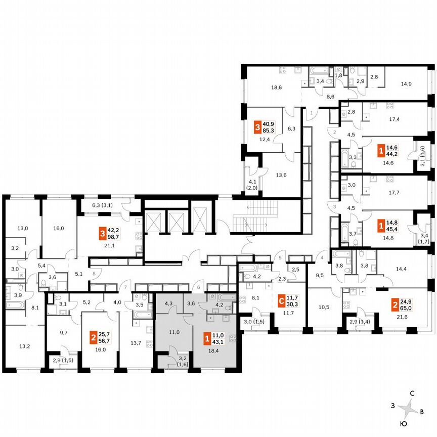 1-к. квартира, 42,8 м², 23/23 эт.